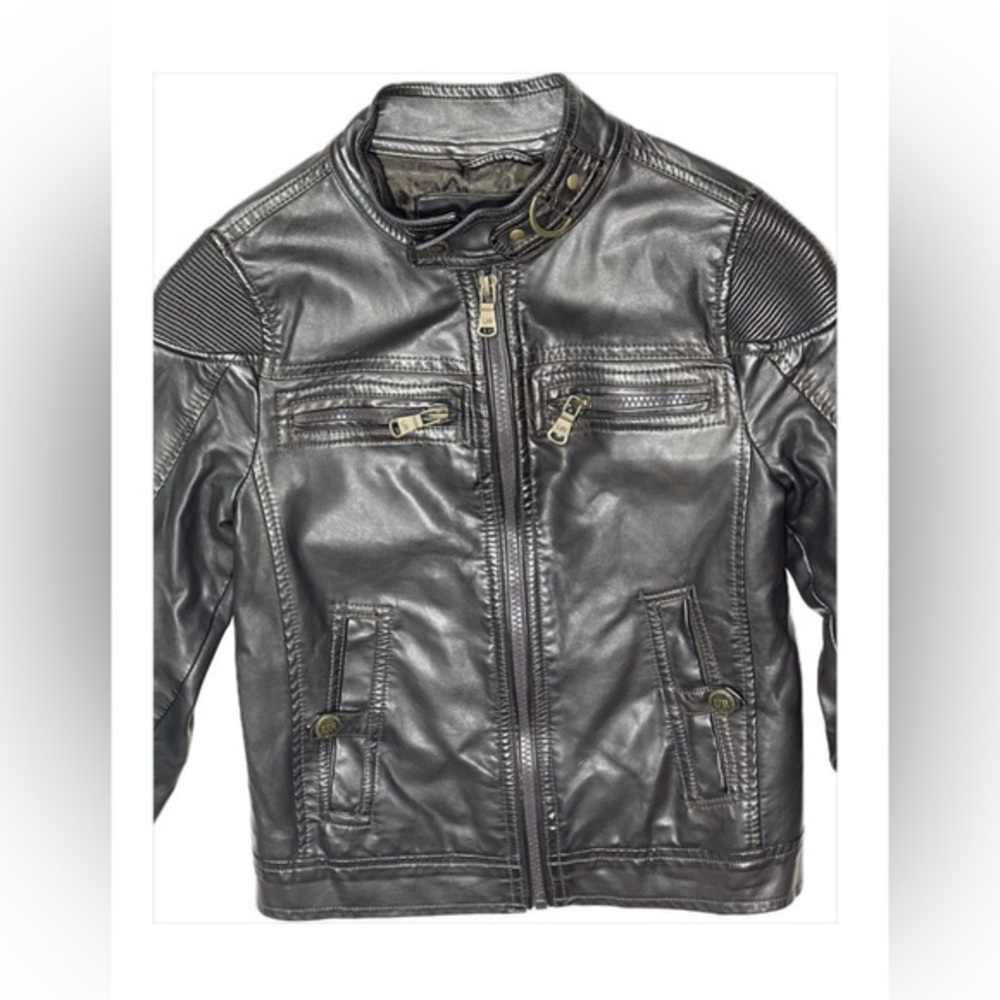 Urban Republic Black Faux Leather Jacket Kid size 5/6